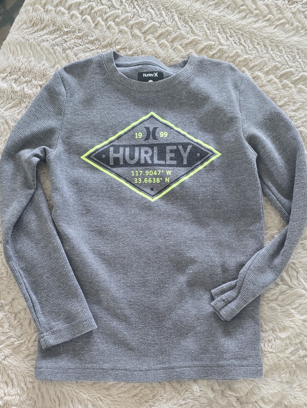 Hurley Boys' Gray Long-Sleeve Graphic Thermal Top